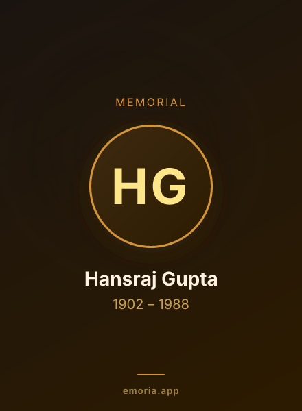 Memorial portrait of Hansraj Gupta