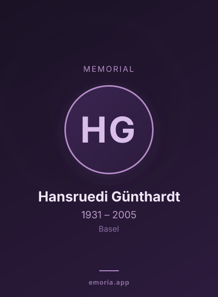 Memorial portrait of Hansruedi Günthardt