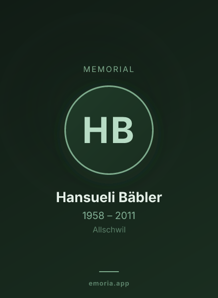 Memorial portrait of Hansueli Bäbler