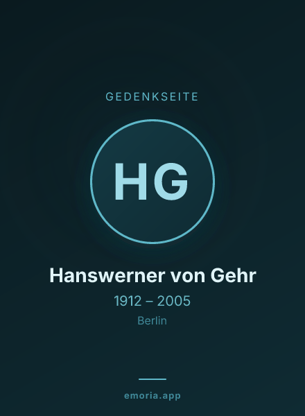 Gedenkportrait von Hanswerner von Gehr