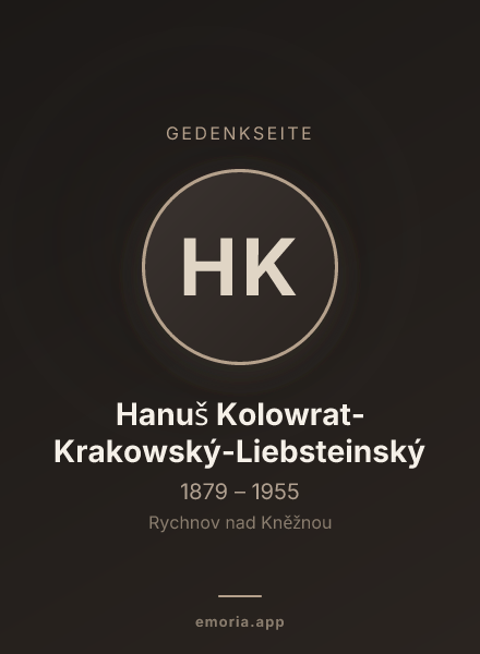 Gedenkportrait von Hanuš Kolowrat-Krakowský-Liebsteinský