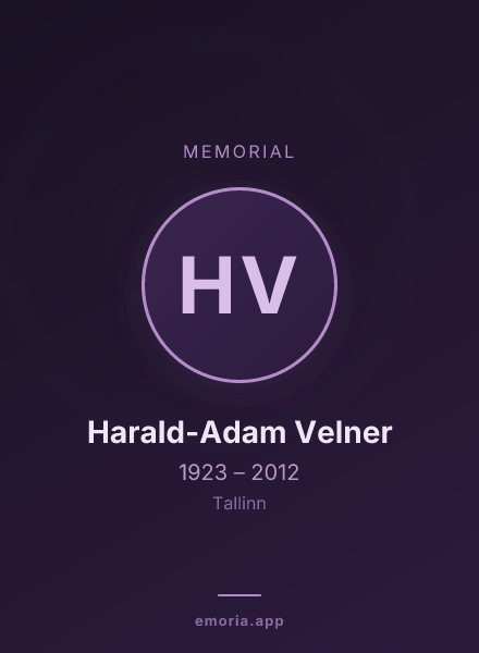Memorial portrait of Harald-Adam Velner