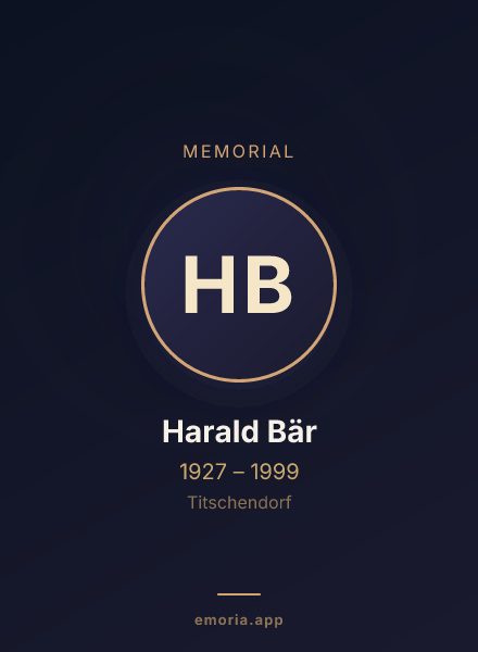 Memorial portrait of Harald Bär