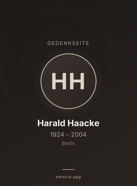Gedenkportrait von Harald Haacke