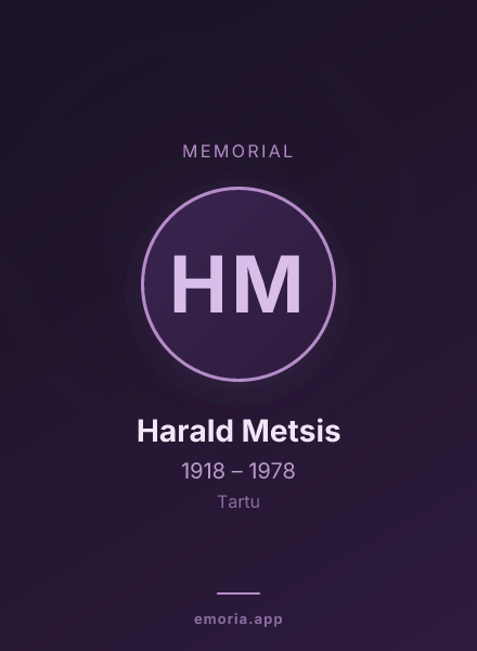 Memorial portrait of Harald Metsis