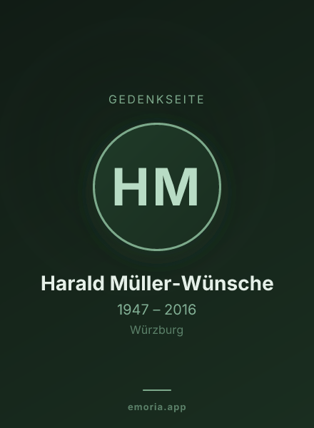 Gedenkportrait von Harald Müller-Wünsche