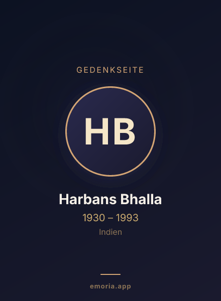 Gedenkportrait von Harbans Bhalla