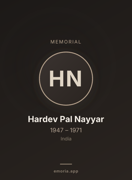Memorial portrait of Hardev Pal Nayyar