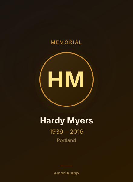 Memorial portrait of Hardy Myers