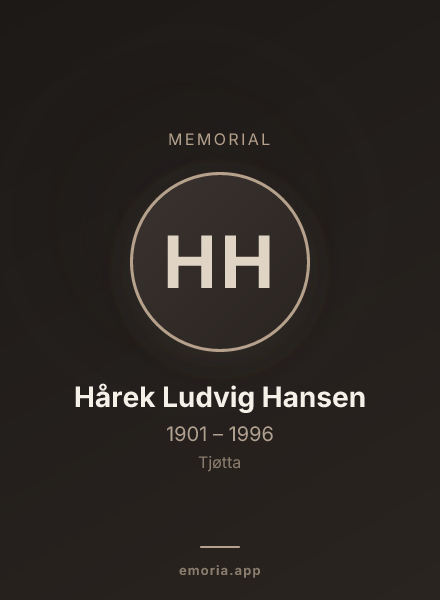 Memorial portrait of Hårek Ludvig Hansen