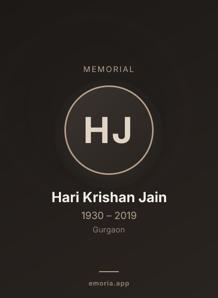 Memorial portrait of Hari Krishan Jain