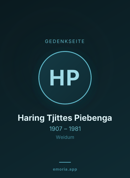 Gedenkportrait von Haring Tjittes Piebenga