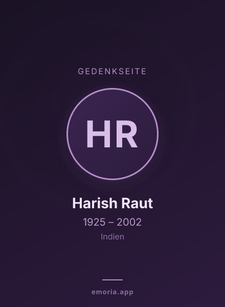 Gedenkportrait von Harish Raut