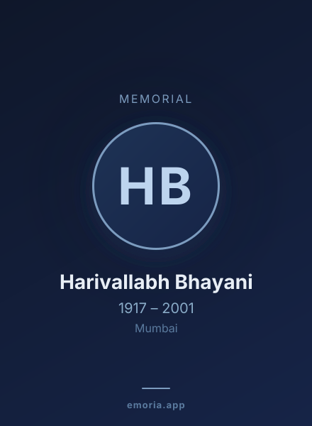 Memorial portrait of Harivallabh Bhayani