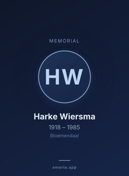 Memorial portrait of Harke Wiersma
