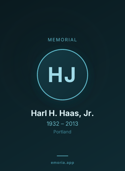Memorial portrait of Harl H. Haas, Jr.