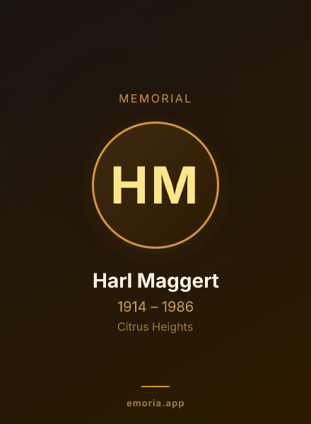 Memorial portrait of Harl Maggert