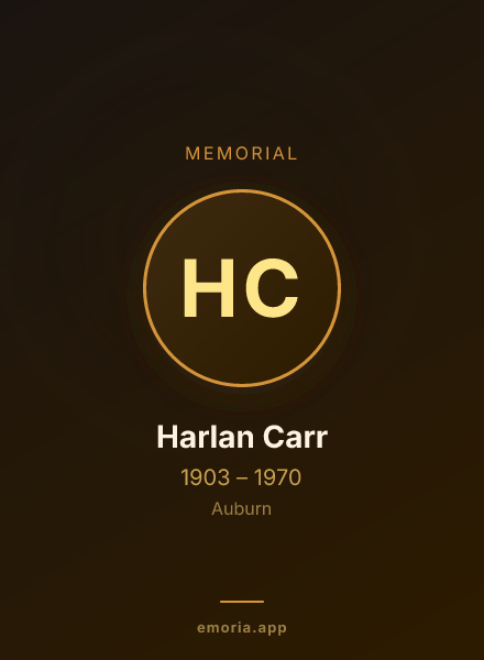 Memorial portrait of Harlan Carr