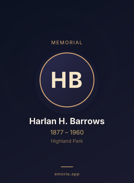 Memorial portrait of Harlan H. Barrows