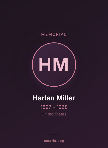 Memorial portrait of Harlan Miller