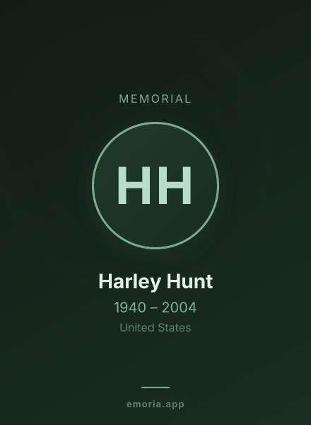Memorial portrait of Harley Hunt