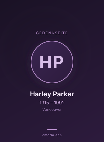 Gedenkportrait von Harley Parker