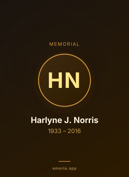 Memorial portrait of Harlyne J. Norris