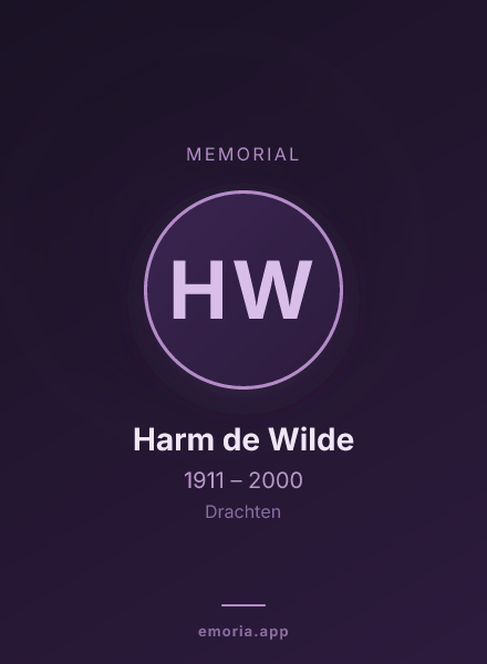 Memorial portrait of Harm de Wilde