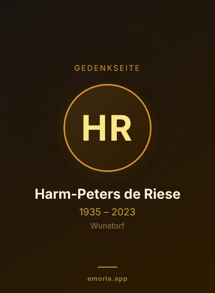 Gedenkportrait von Harm-Peters de Riese
