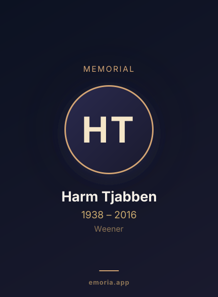 Memorial portrait of Harm Tjabben