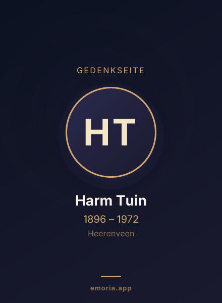 Gedenkportrait von Harm Tuin