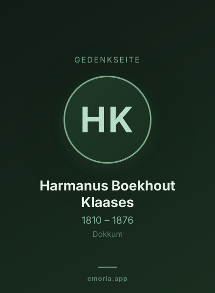 Gedenkportrait von Harmanus Boekhout Klaases