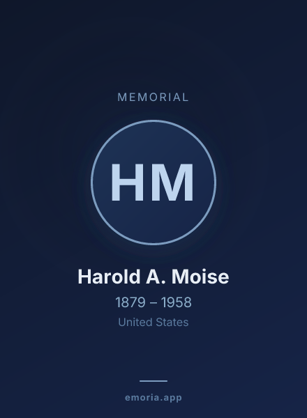 Memorial portrait of Harold A. Moise