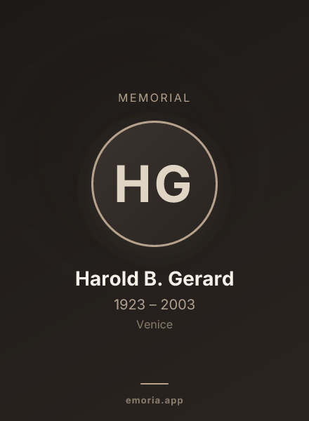 Memorial portrait of Harold B. Gerard