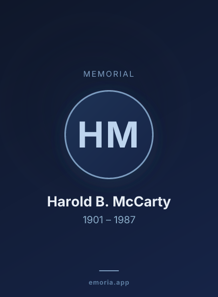Memorial portrait of Harold B. McCarty