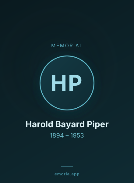 Memorial portrait of Harold Bayard Piper