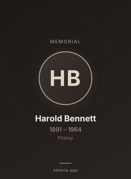 Memorial portrait of Harold Bennett
