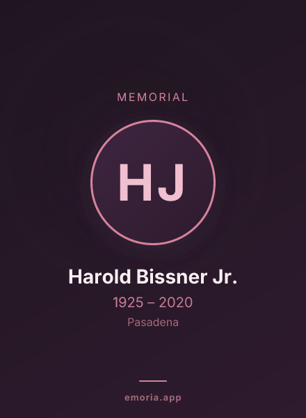 Memorial portrait of Harold Bissner Jr.