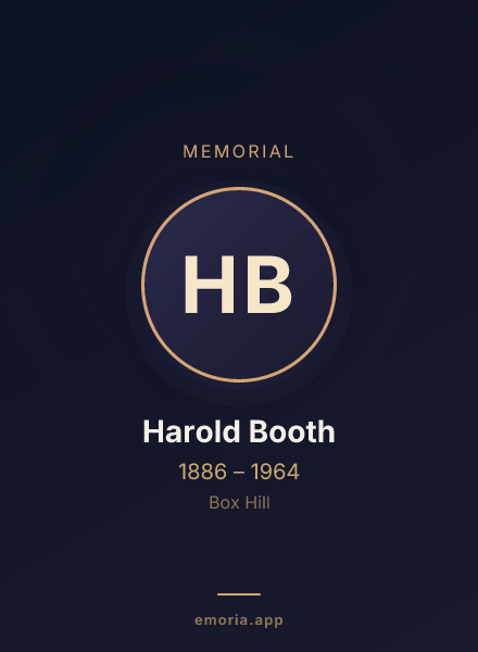 Memorial portrait of Harold Booth