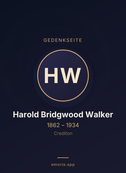 Gedenkportrait von Harold Bridgwood Walker