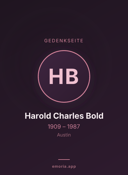 Gedenkportrait von Harold Charles Bold