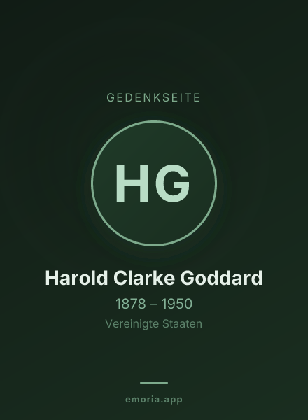 Gedenkportrait von Harold Clarke Goddard