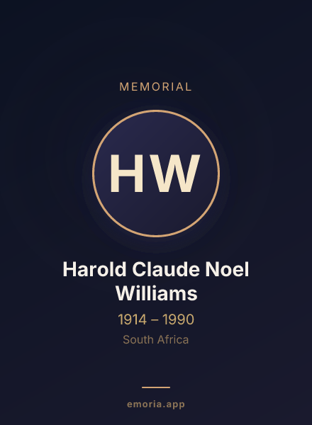 Memorial portrait of Harold Claude Noel Williams