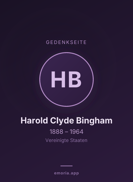 Gedenkportrait von Harold Clyde Bingham