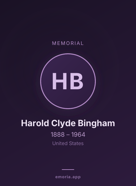 Memorial portrait of Harold Clyde Bingham
