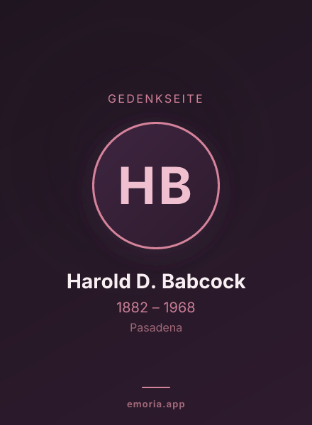 Gedenkportrait von Harold D. Babcock