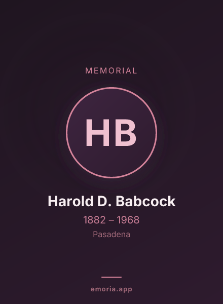 Memorial portrait of Harold D. Babcock