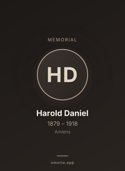 Memorial portrait of Harold Daniel