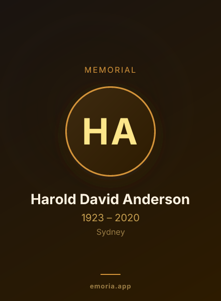 Memorial portrait of Harold David Anderson