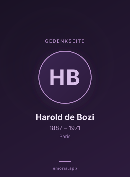 Gedenkportrait von Harold de Bozi